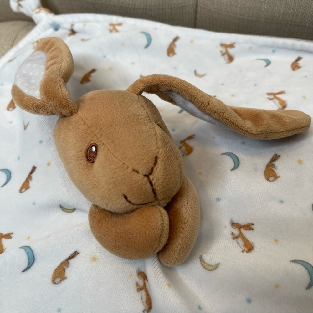 Guess HOW MUCH I LOVE YOU BROWN BUNNY RABBIT SECURITY BLANKET PLUSH 13”x13”